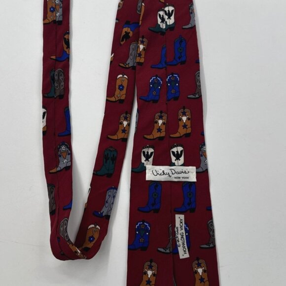 Vintage Hopalong Vicky Davis Fancy Boots Silk Necktie USA Made Neck Tie - Picture 5 of 6